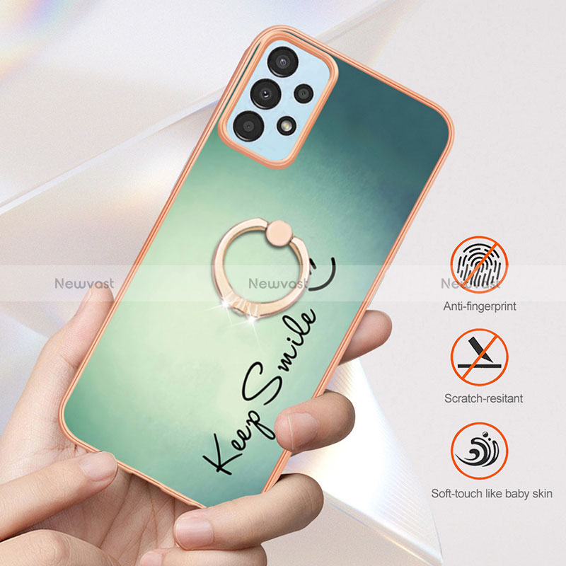 Silicone Candy Rubber Gel Fashionable Pattern Soft Case Cover with Finger Ring Stand YB2 for Samsung Galaxy A33 5G