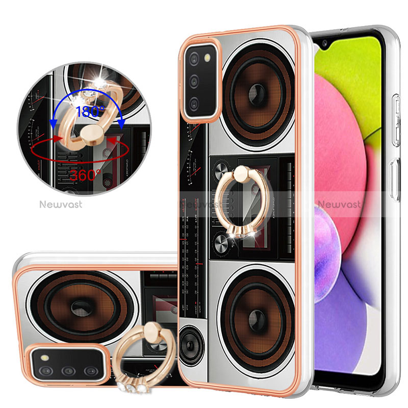 Silicone Candy Rubber Gel Fashionable Pattern Soft Case Cover with Finger Ring Stand YB2 for Samsung Galaxy M02s