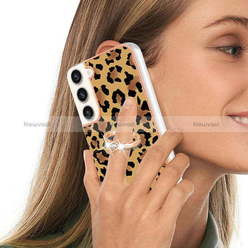 Silicone Candy Rubber Gel Fashionable Pattern Soft Case Cover with Finger Ring Stand YB2 for Samsung Galaxy S22 Plus 5G
