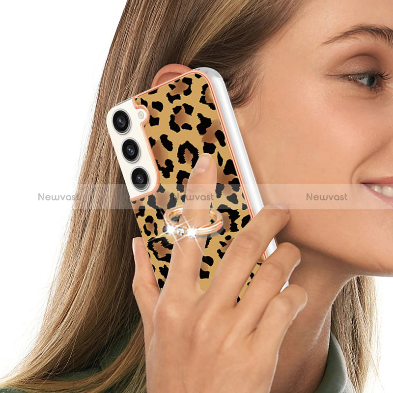 Silicone Candy Rubber Gel Fashionable Pattern Soft Case Cover with Finger Ring Stand YB2 for Samsung Galaxy S23 Plus 5G