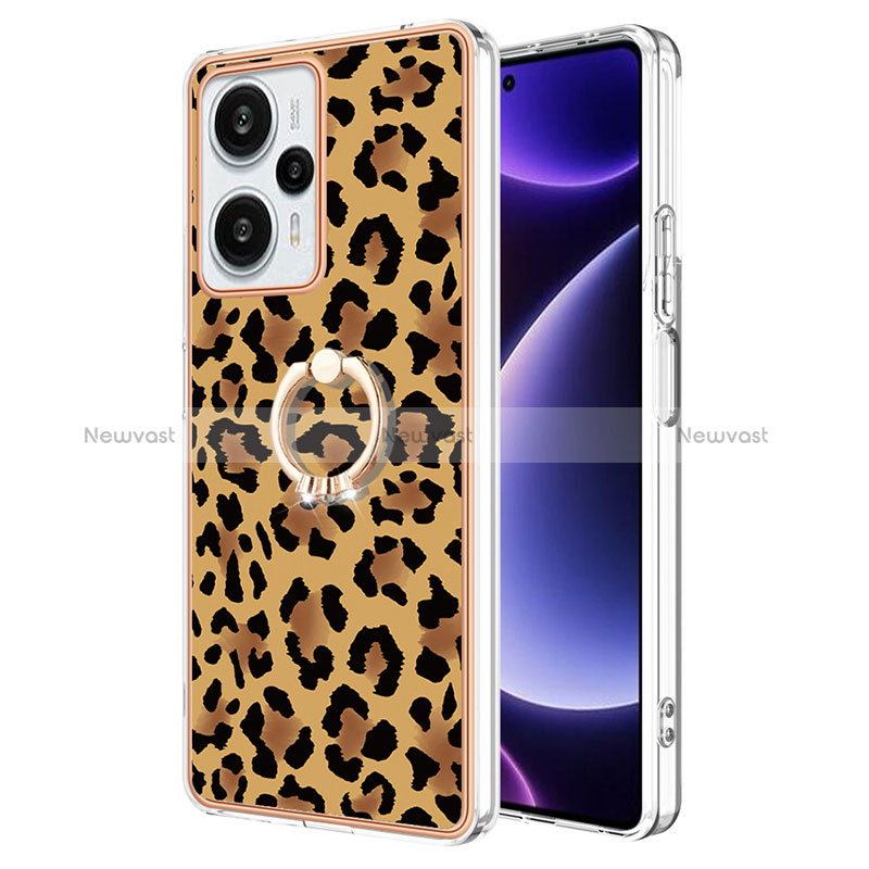 Silicone Candy Rubber Gel Fashionable Pattern Soft Case Cover with Finger Ring Stand YB2 for Xiaomi Poco F5 5G