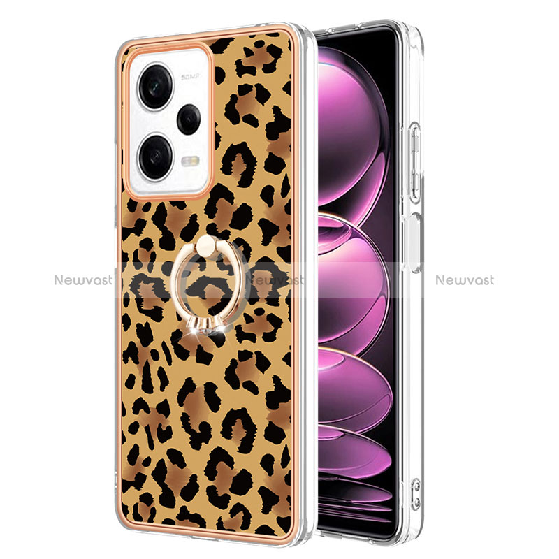 Silicone Candy Rubber Gel Fashionable Pattern Soft Case Cover with Finger Ring Stand YB2 for Xiaomi Redmi Note 12 Pro 5G