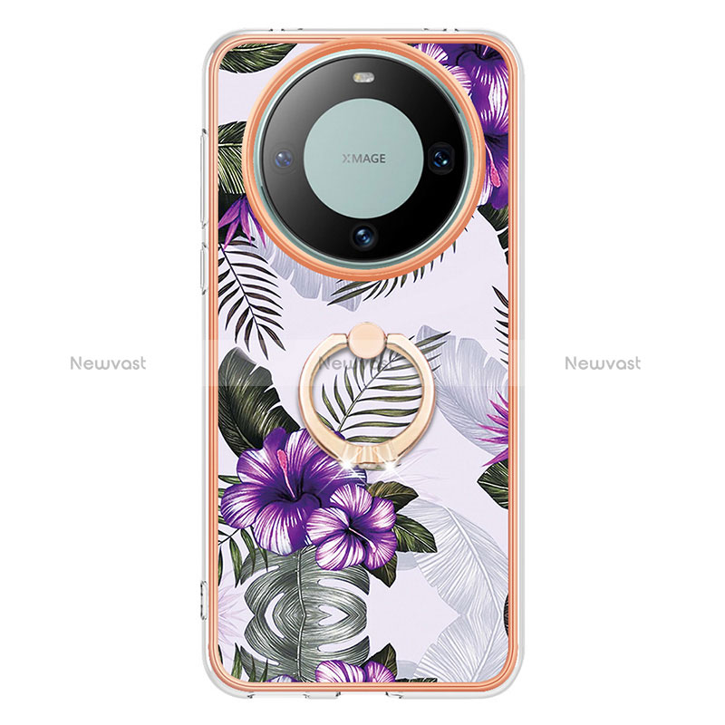 Silicone Candy Rubber Gel Fashionable Pattern Soft Case Cover with Finger Ring Stand YB3 for Huawei Mate 60