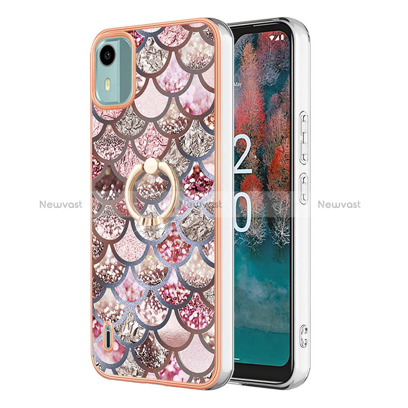 Silicone Candy Rubber Gel Fashionable Pattern Soft Case Cover with Finger Ring Stand YB3 for Nokia C12