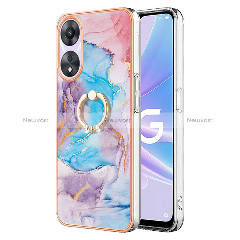 Silicone Candy Rubber Gel Fashionable Pattern Soft Case Cover with Finger Ring Stand YB3 for Oppo A78 5G