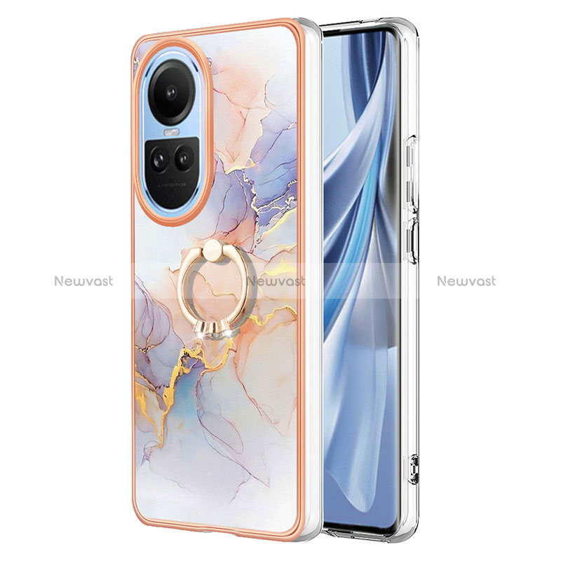 Silicone Candy Rubber Gel Fashionable Pattern Soft Case Cover with Finger Ring Stand YB3 for Oppo Reno10 5G