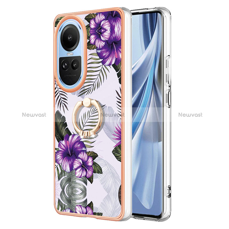 Silicone Candy Rubber Gel Fashionable Pattern Soft Case Cover with Finger Ring Stand YB3 for Oppo Reno10 5G