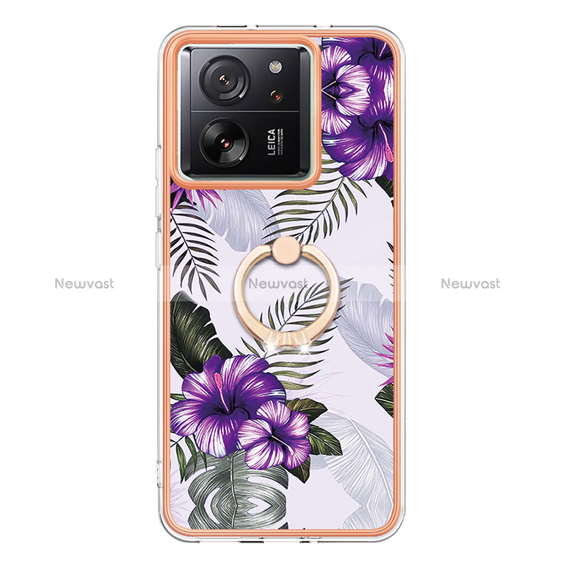 Silicone Candy Rubber Gel Fashionable Pattern Soft Case Cover with Finger Ring Stand YB3 for Xiaomi Mi 13T 5G