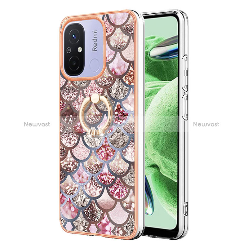 Silicone Candy Rubber Gel Fashionable Pattern Soft Case Cover with Finger Ring Stand YB3 for Xiaomi Poco C55