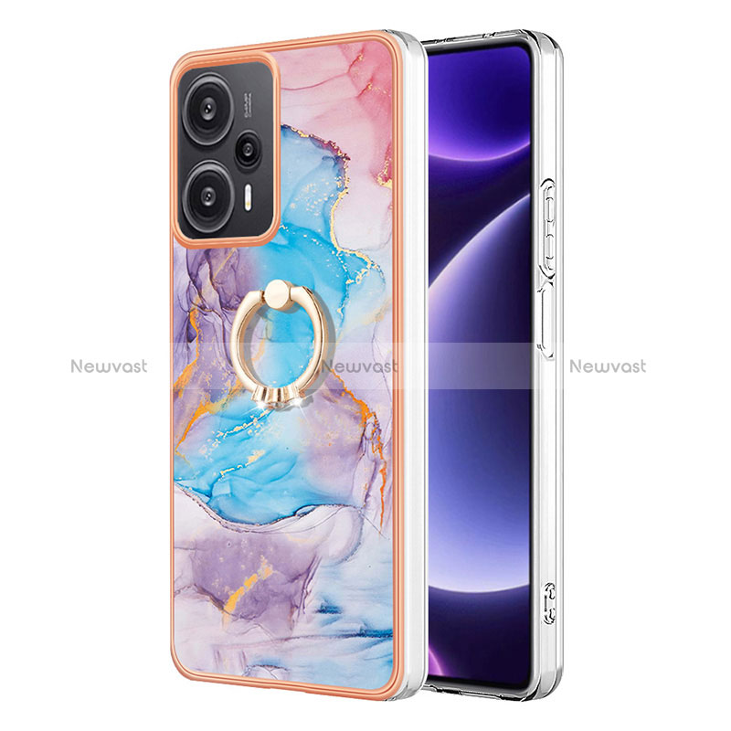 Silicone Candy Rubber Gel Fashionable Pattern Soft Case Cover with Finger Ring Stand YB3 for Xiaomi Poco F5 5G