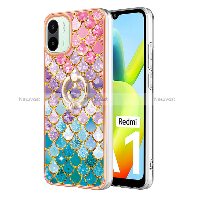 Silicone Candy Rubber Gel Fashionable Pattern Soft Case Cover with Finger Ring Stand YB3 for Xiaomi Redmi A1 Colorful