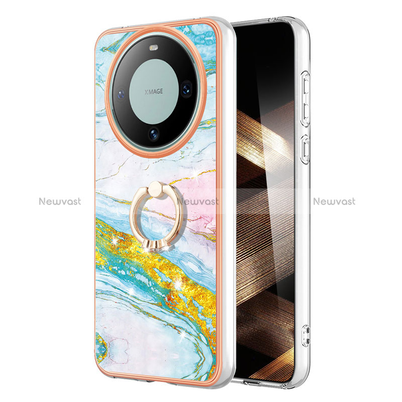 Silicone Candy Rubber Gel Fashionable Pattern Soft Case Cover with Finger Ring Stand YB5 for Huawei Mate 60