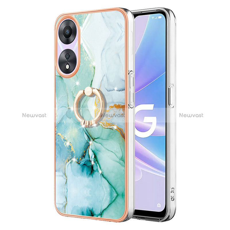Silicone Candy Rubber Gel Fashionable Pattern Soft Case Cover with Finger Ring Stand YB5 for Oppo A58 5G
