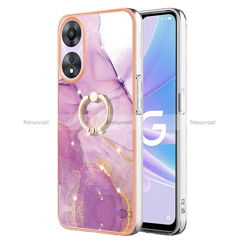 Silicone Candy Rubber Gel Fashionable Pattern Soft Case Cover with Finger Ring Stand YB5 for Oppo A78 5G