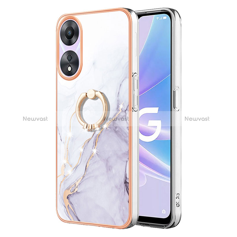 Silicone Candy Rubber Gel Fashionable Pattern Soft Case Cover with Finger Ring Stand YB5 for Oppo A78 5G