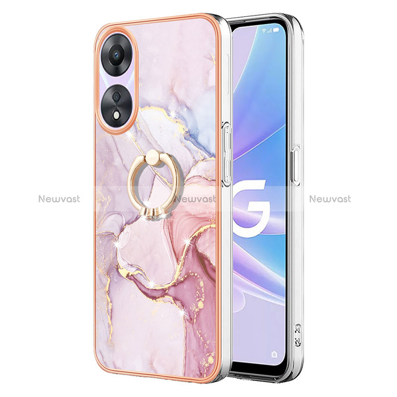 Silicone Candy Rubber Gel Fashionable Pattern Soft Case Cover with Finger Ring Stand YB5 for Oppo A78 5G Clove Purple