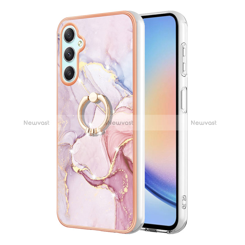 Silicone Candy Rubber Gel Fashionable Pattern Soft Case Cover with Finger Ring Stand YB5 for Samsung Galaxy A25 5G