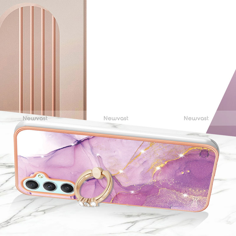 Silicone Candy Rubber Gel Fashionable Pattern Soft Case Cover with Finger Ring Stand YB5 for Samsung Galaxy A25 5G