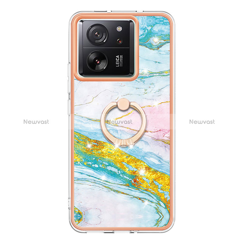 Silicone Candy Rubber Gel Fashionable Pattern Soft Case Cover with Finger Ring Stand YB5 for Xiaomi Mi 13T 5G