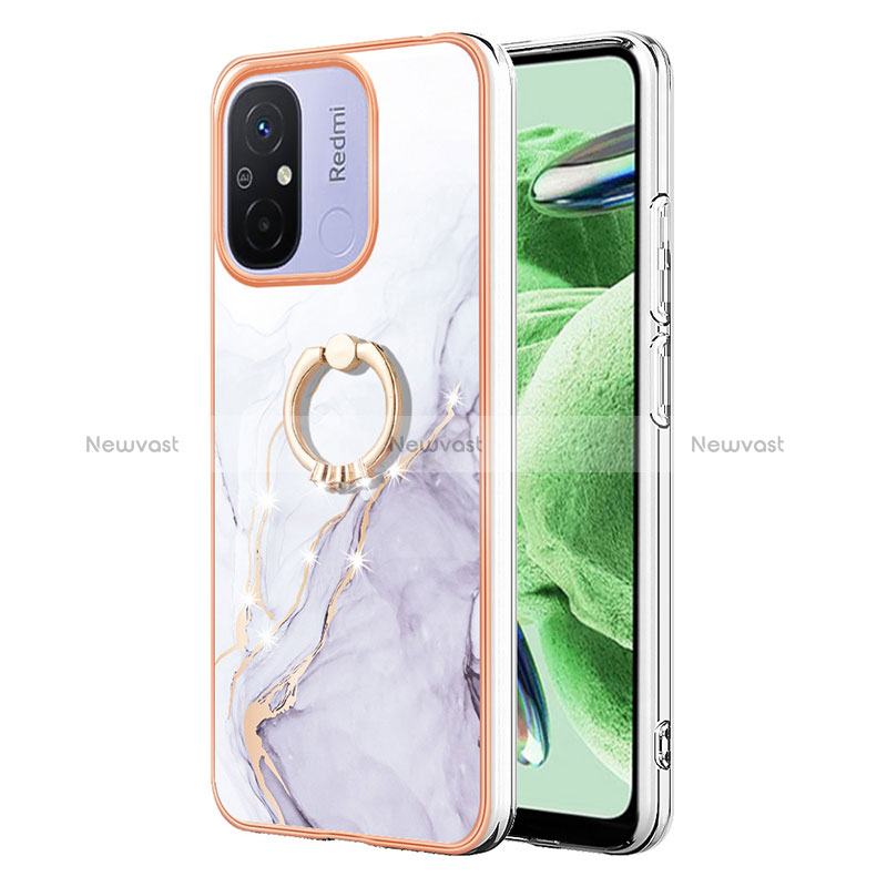 Silicone Candy Rubber Gel Fashionable Pattern Soft Case Cover with Finger Ring Stand YB5 for Xiaomi Poco C55