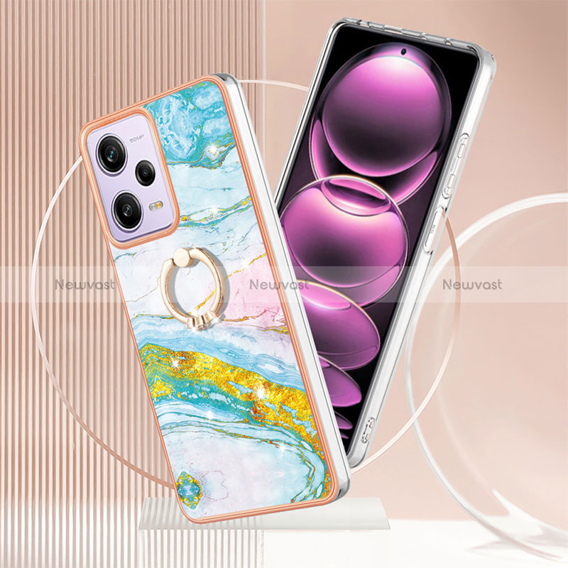 Silicone Candy Rubber Gel Fashionable Pattern Soft Case Cover with Finger Ring Stand YB5 for Xiaomi Redmi Note 12 Pro 5G