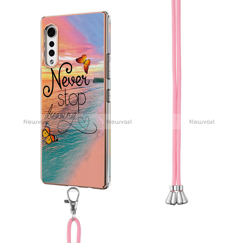 Silicone Candy Rubber Gel Fashionable Pattern Soft Case Cover with Lanyard Strap Y01B for LG Velvet 4G Mixed