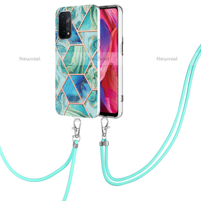 Silicone Candy Rubber Gel Fashionable Pattern Soft Case Cover with Lanyard Strap Y01B for OnePlus Nord N200 5G