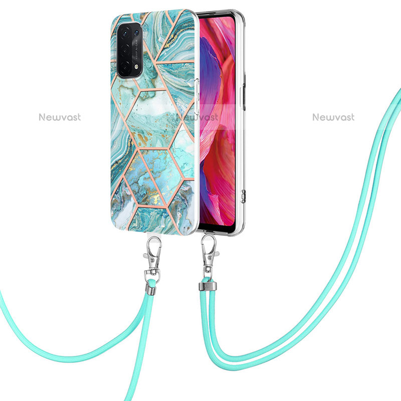 Silicone Candy Rubber Gel Fashionable Pattern Soft Case Cover with Lanyard Strap Y01B for OnePlus Nord N200 5G