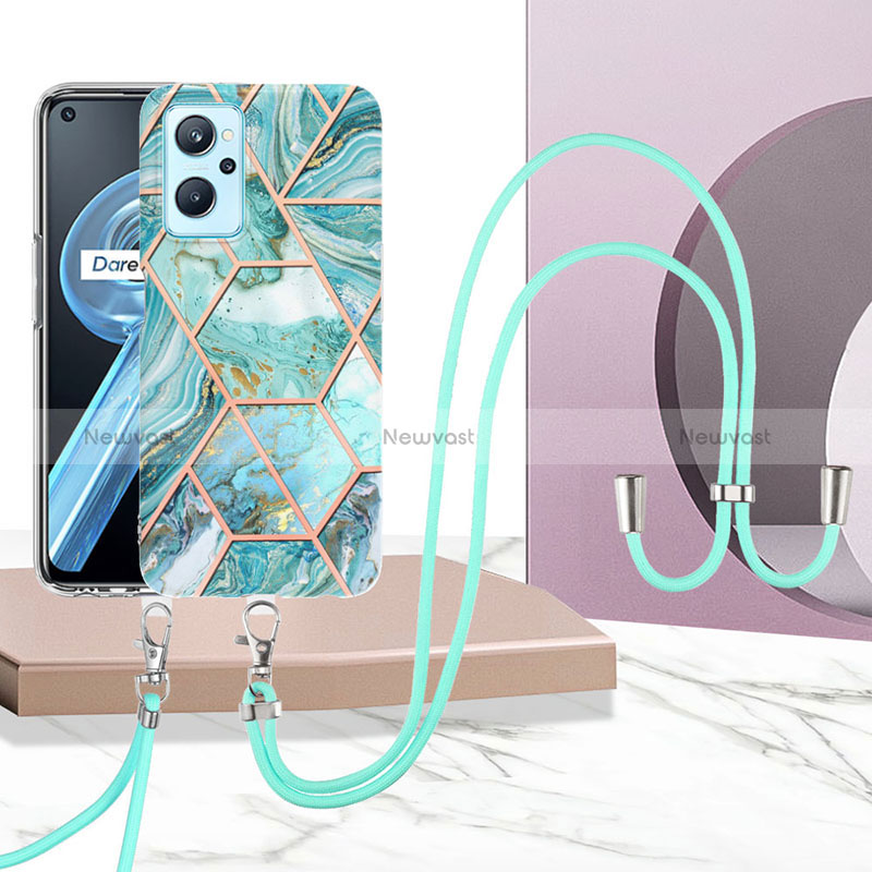 Silicone Candy Rubber Gel Fashionable Pattern Soft Case Cover with Lanyard Strap Y01B for Oppo A96 4G