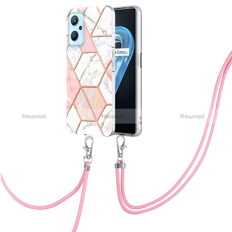 Silicone Candy Rubber Gel Fashionable Pattern Soft Case Cover with Lanyard Strap Y01B for Realme 9i 4G