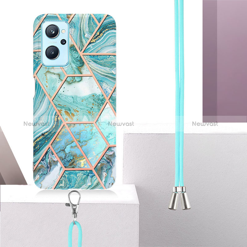 Silicone Candy Rubber Gel Fashionable Pattern Soft Case Cover with Lanyard Strap Y01B for Realme 9i 4G