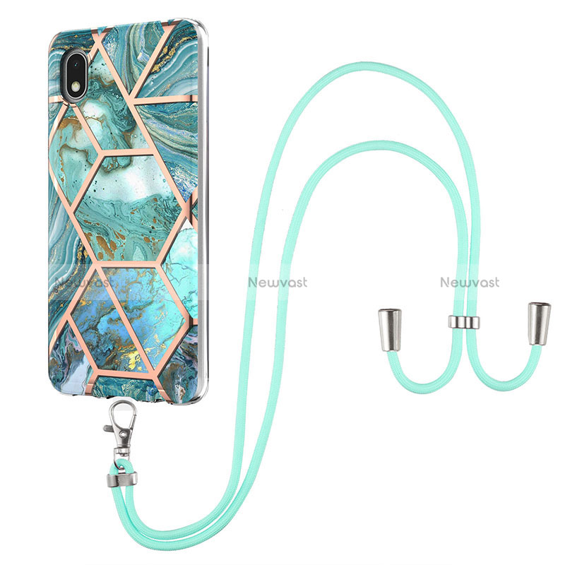 Silicone Candy Rubber Gel Fashionable Pattern Soft Case Cover with Lanyard Strap Y01B for Samsung Galaxy A01 Core