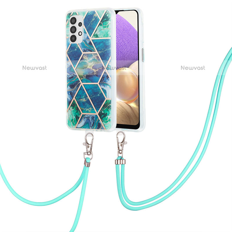 Silicone Candy Rubber Gel Fashionable Pattern Soft Case Cover with Lanyard Strap Y01B for Samsung Galaxy A23 5G