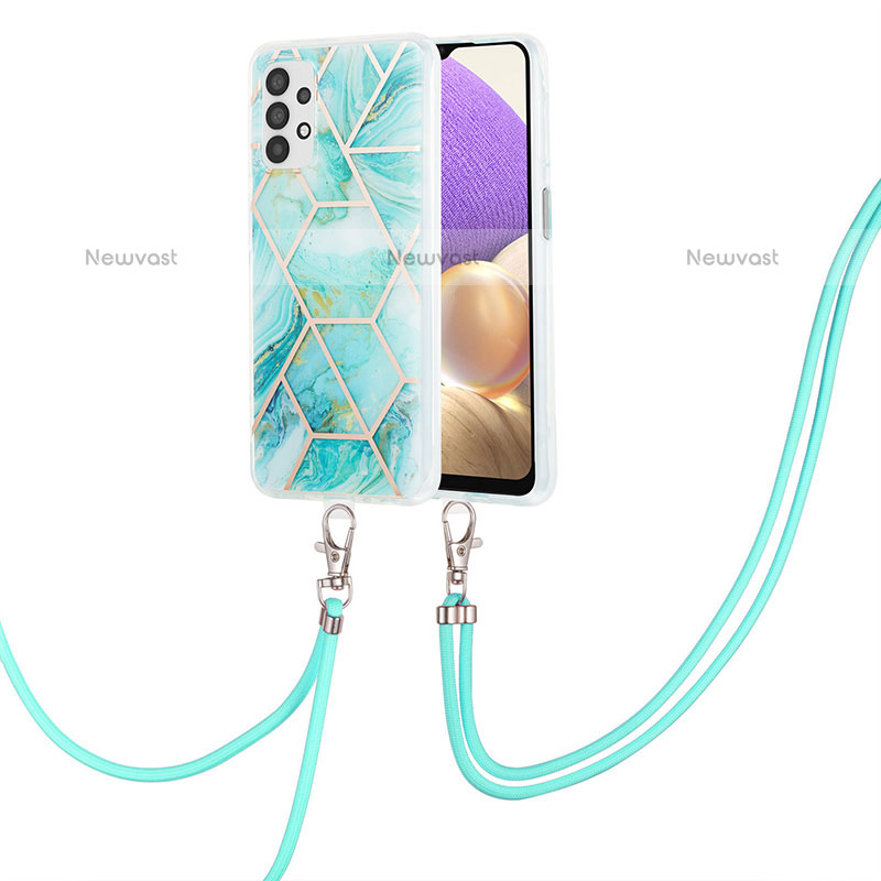 Silicone Candy Rubber Gel Fashionable Pattern Soft Case Cover with Lanyard Strap Y01B for Samsung Galaxy A23 5G