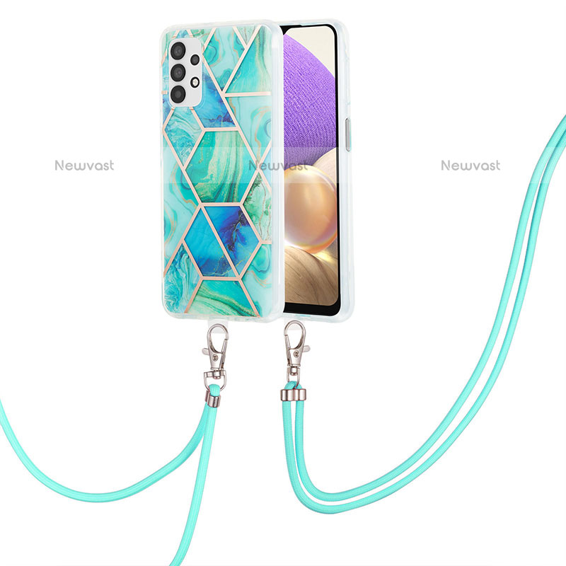 Silicone Candy Rubber Gel Fashionable Pattern Soft Case Cover with Lanyard Strap Y01B for Samsung Galaxy A23 5G