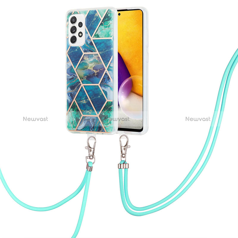 Silicone Candy Rubber Gel Fashionable Pattern Soft Case Cover with Lanyard Strap Y01B for Samsung Galaxy A33 5G