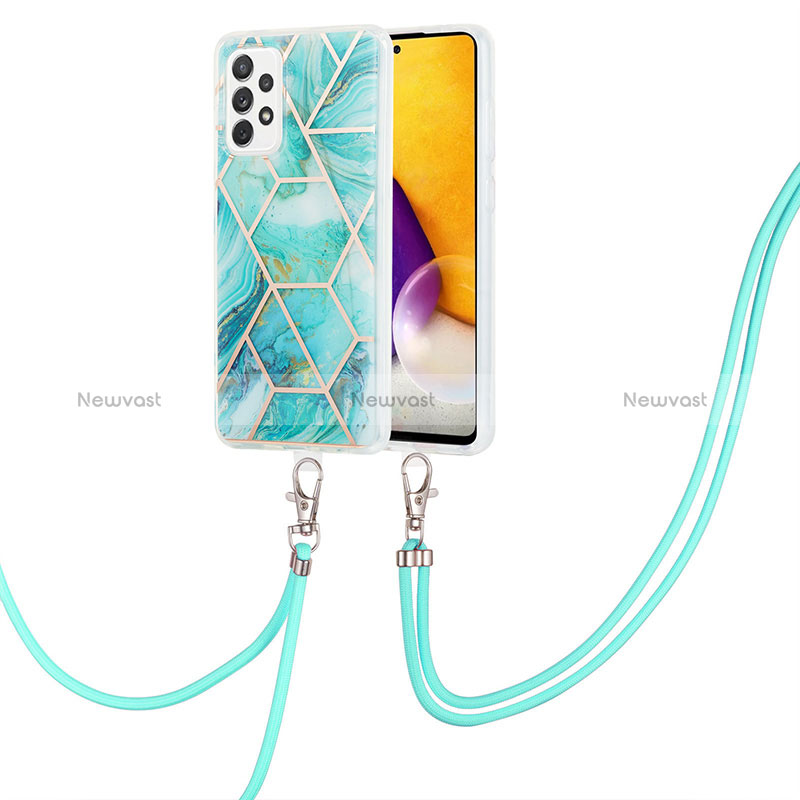 Silicone Candy Rubber Gel Fashionable Pattern Soft Case Cover with Lanyard Strap Y01B for Samsung Galaxy A33 5G