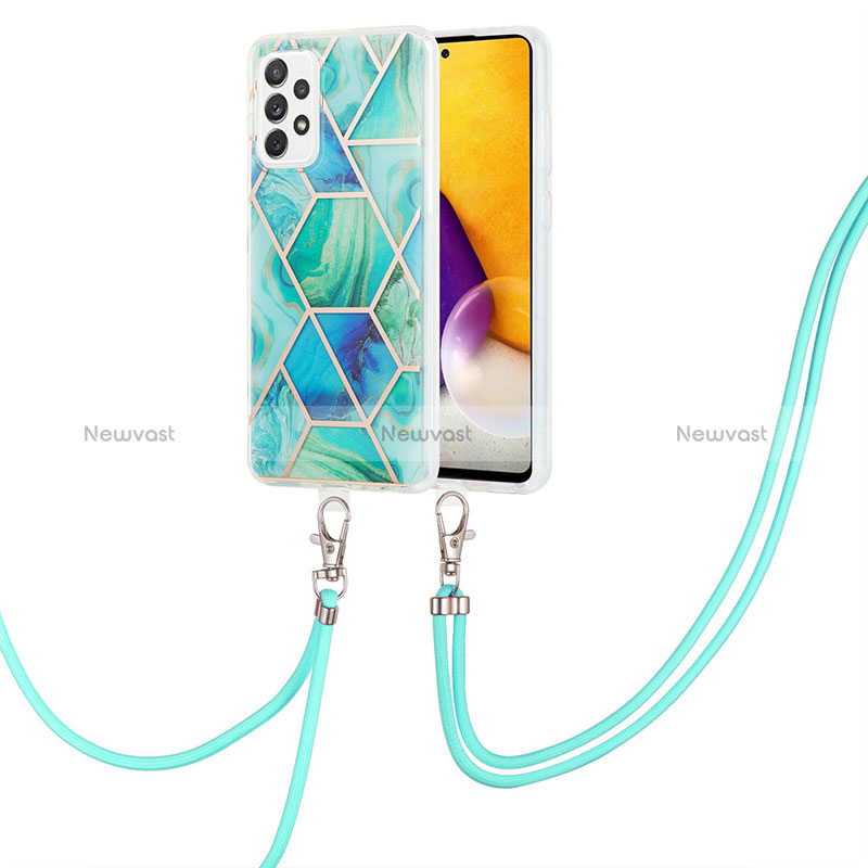 Silicone Candy Rubber Gel Fashionable Pattern Soft Case Cover with Lanyard Strap Y01B for Samsung Galaxy A33 5G