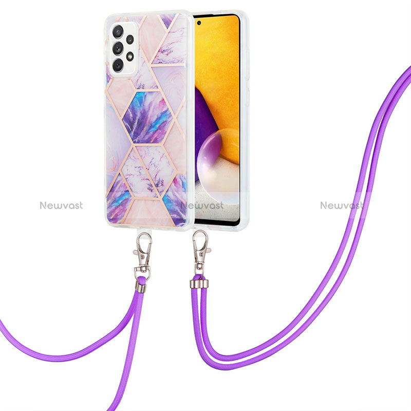 Silicone Candy Rubber Gel Fashionable Pattern Soft Case Cover with Lanyard Strap Y01B for Samsung Galaxy A33 5G