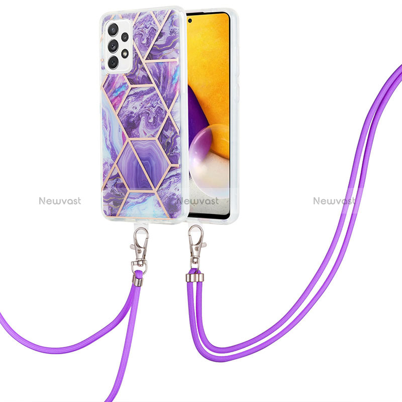 Silicone Candy Rubber Gel Fashionable Pattern Soft Case Cover with Lanyard Strap Y01B for Samsung Galaxy A33 5G