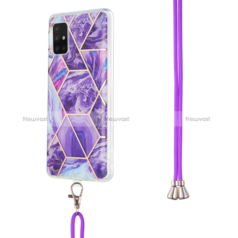 Silicone Candy Rubber Gel Fashionable Pattern Soft Case Cover with Lanyard Strap Y01B for Samsung Galaxy M40S