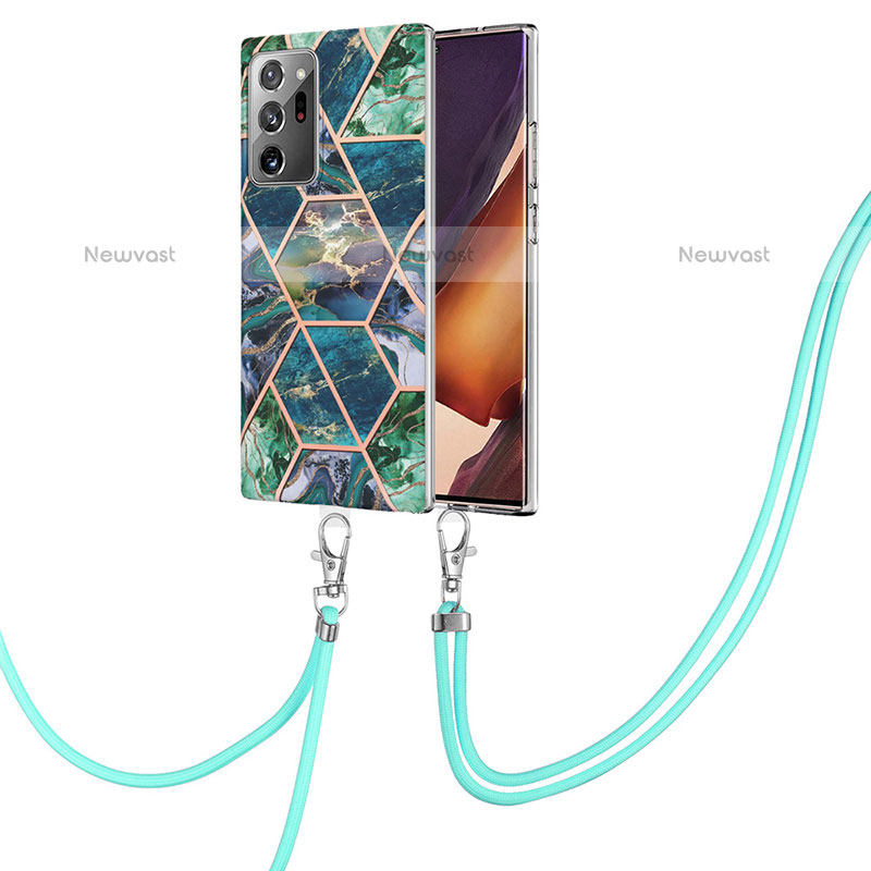 Silicone Candy Rubber Gel Fashionable Pattern Soft Case Cover with Lanyard Strap Y01B for Samsung Galaxy Note 20 Ultra 5G