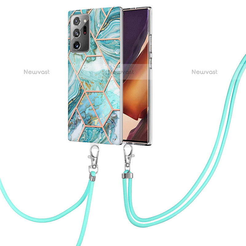 Silicone Candy Rubber Gel Fashionable Pattern Soft Case Cover with Lanyard Strap Y01B for Samsung Galaxy Note 20 Ultra 5G
