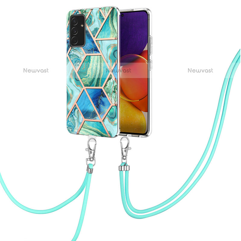 Silicone Candy Rubber Gel Fashionable Pattern Soft Case Cover with Lanyard Strap Y01B for Samsung Galaxy Quantum2 5G