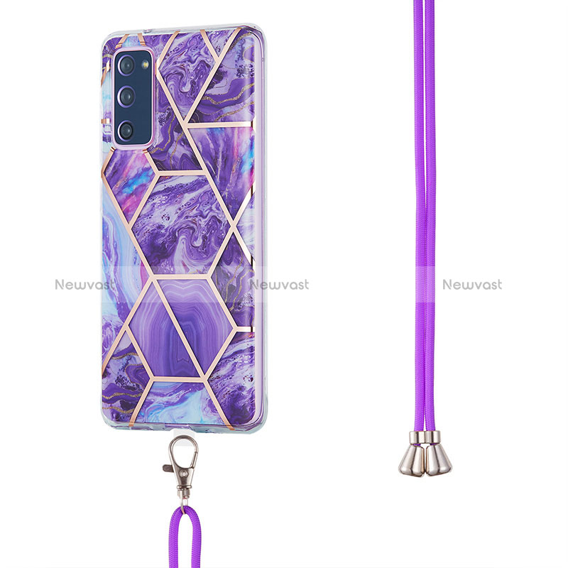 Silicone Candy Rubber Gel Fashionable Pattern Soft Case Cover with Lanyard Strap Y01B for Samsung Galaxy S20 FE (2022) 5G