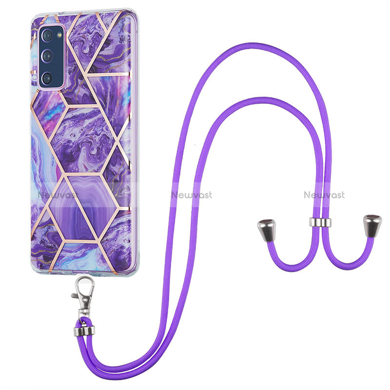Silicone Candy Rubber Gel Fashionable Pattern Soft Case Cover with Lanyard Strap Y01B for Samsung Galaxy S20 FE 5G
