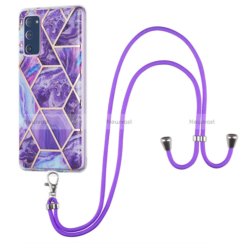 Silicone Candy Rubber Gel Fashionable Pattern Soft Case Cover with Lanyard Strap Y01B for Samsung Galaxy S20 Lite 5G