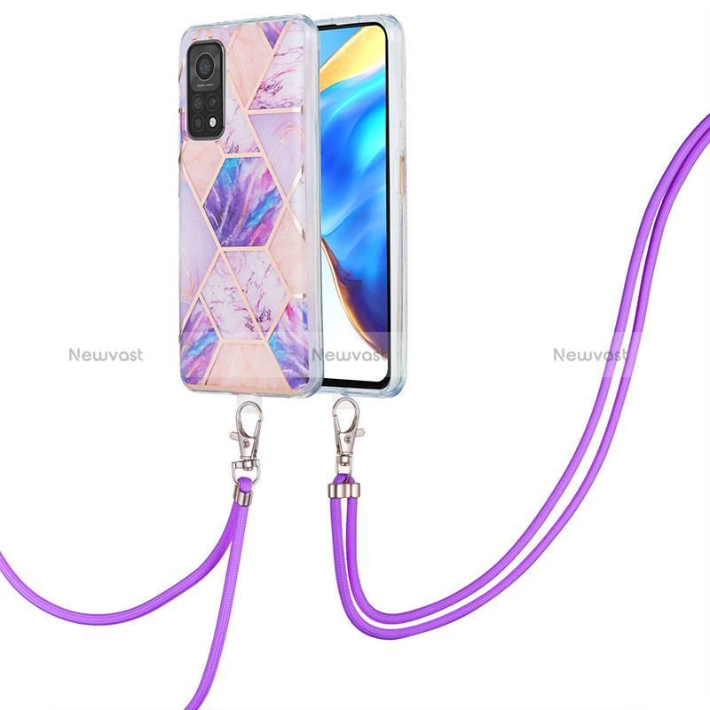Silicone Candy Rubber Gel Fashionable Pattern Soft Case Cover with Lanyard Strap Y01B for Xiaomi Mi 10T 5G