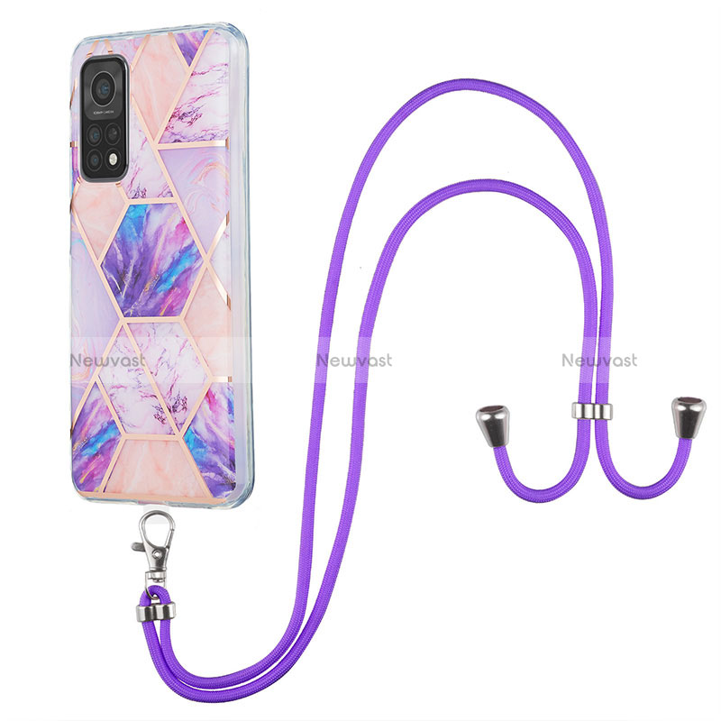 Silicone Candy Rubber Gel Fashionable Pattern Soft Case Cover with Lanyard Strap Y01B for Xiaomi Mi 10T 5G