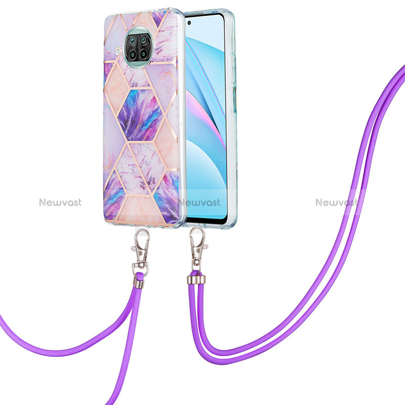 Silicone Candy Rubber Gel Fashionable Pattern Soft Case Cover with Lanyard Strap Y01B for Xiaomi Mi 10T Lite 5G